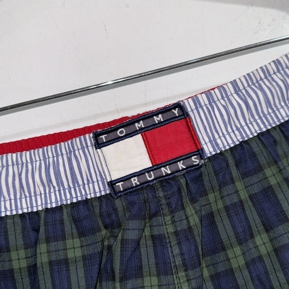 Tommy Hilfiger swim trunks plaid preppy Lined pocket drawstring XL elastic waist - Picture 3 of 8